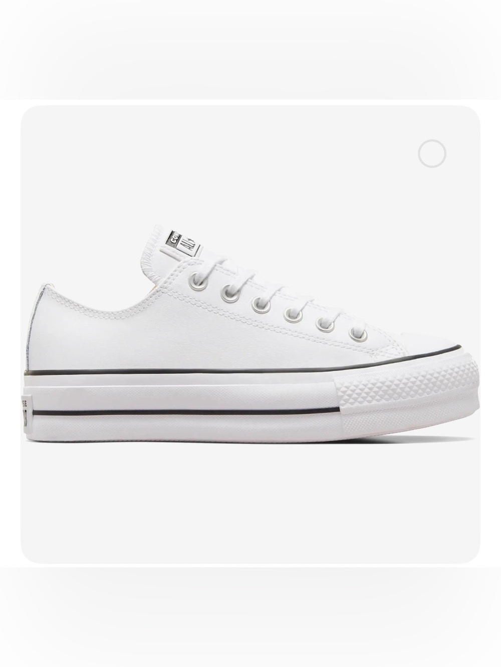 Converse Leather White Low-Top Platform Sneakers with Black Trim